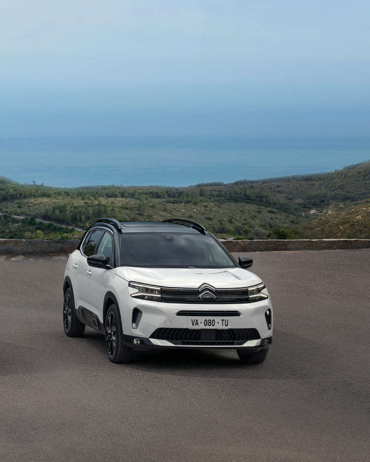 Три втомобілі Citroën на стоянці біля моря